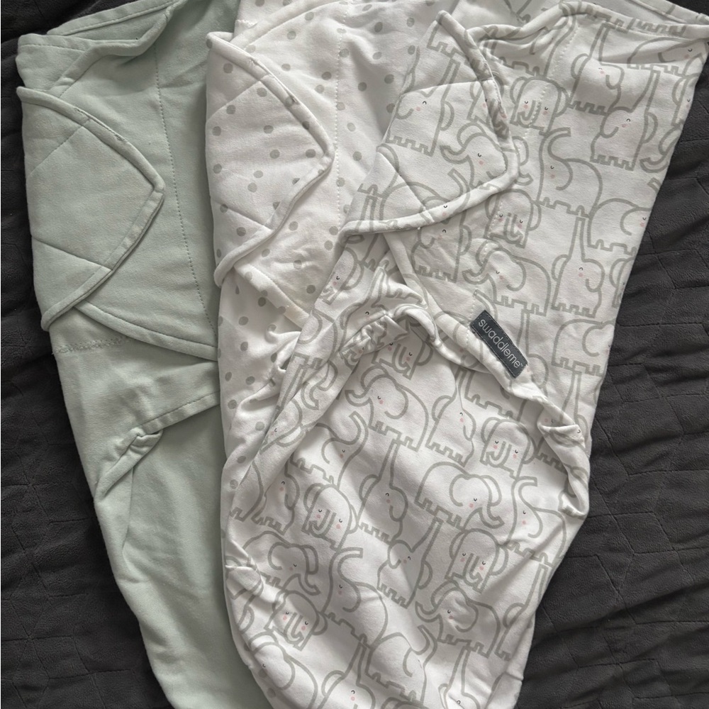 SwaddleMe Sleep Sacks - Green and White Elephant Design